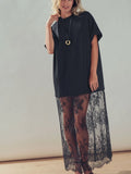 Tshirt lace maxi dress