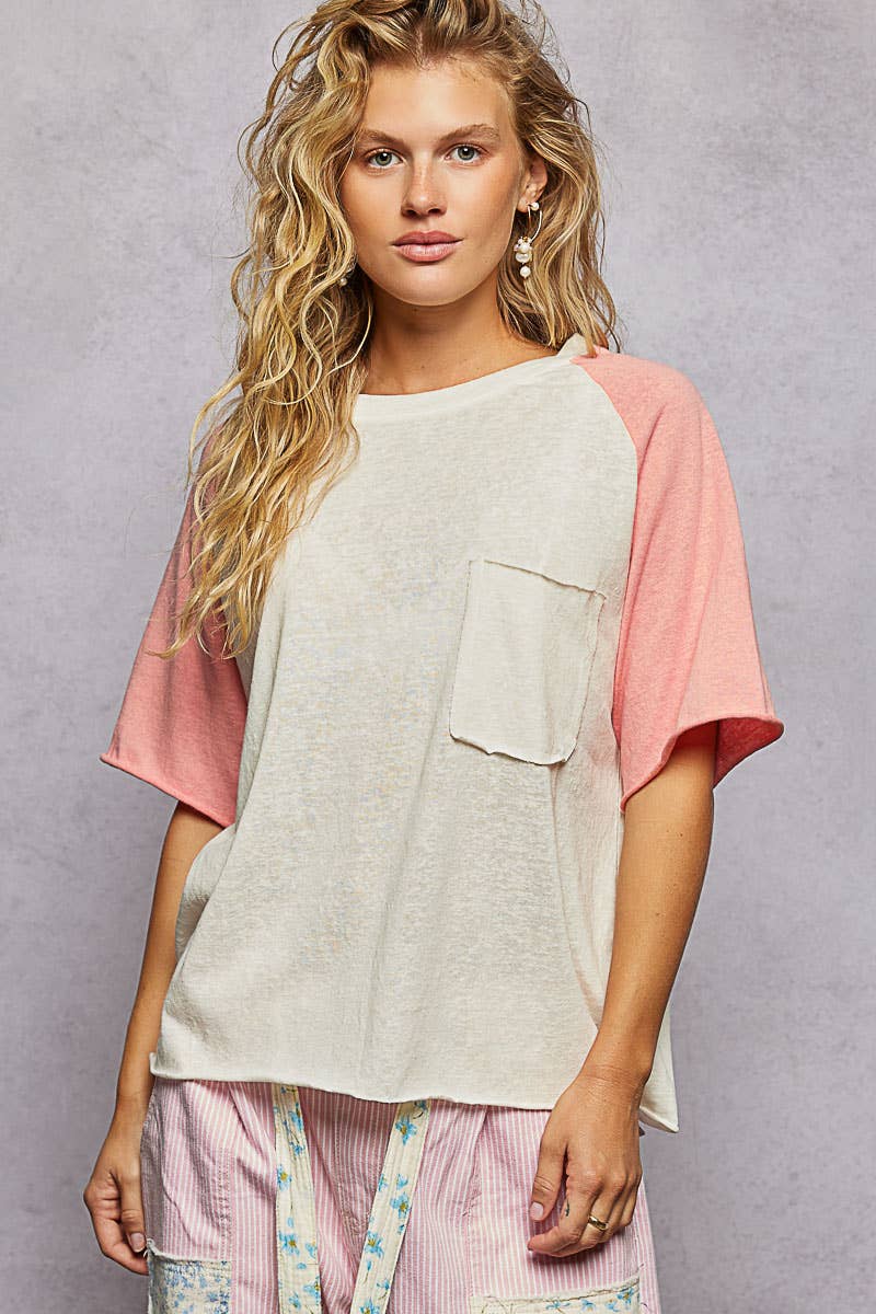 Pink pocket baseball tee