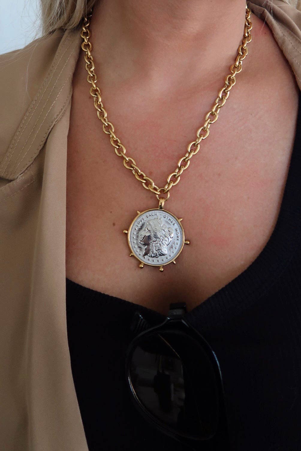 TWO TONED COIN NECKLACE