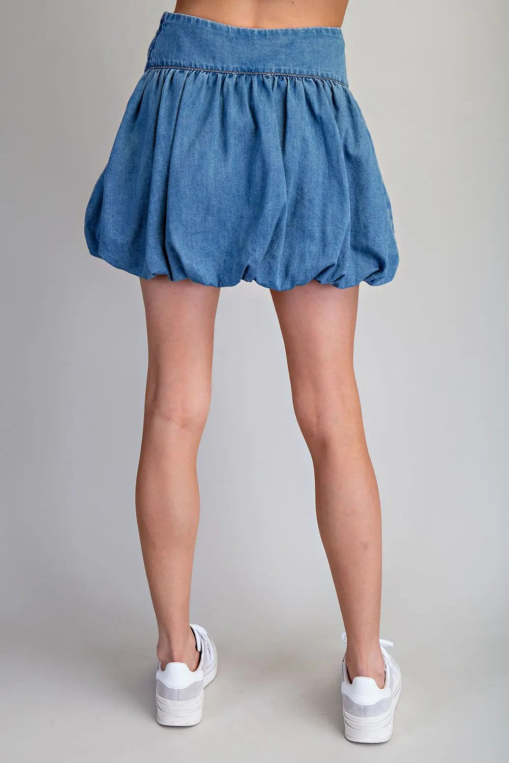 Denim bubble mini skirt