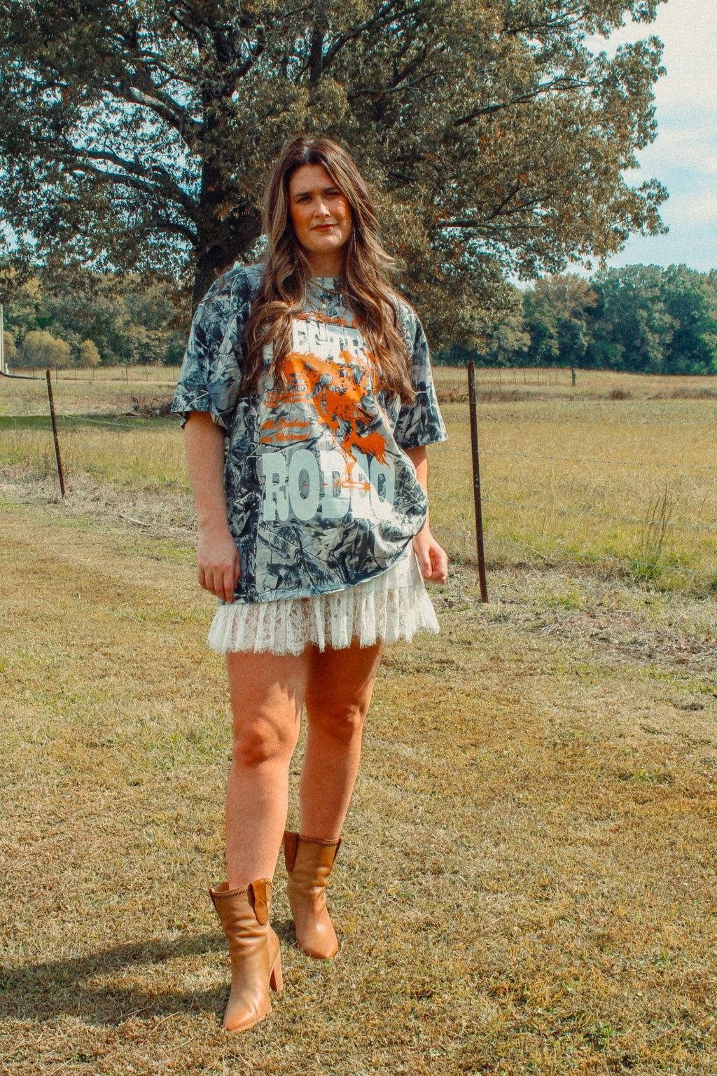 Camo Electric Rodeo, Country Western Boxy Cotton TShirt