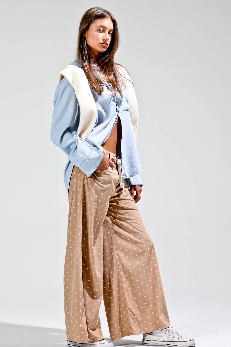 Corduroy mini polka pants