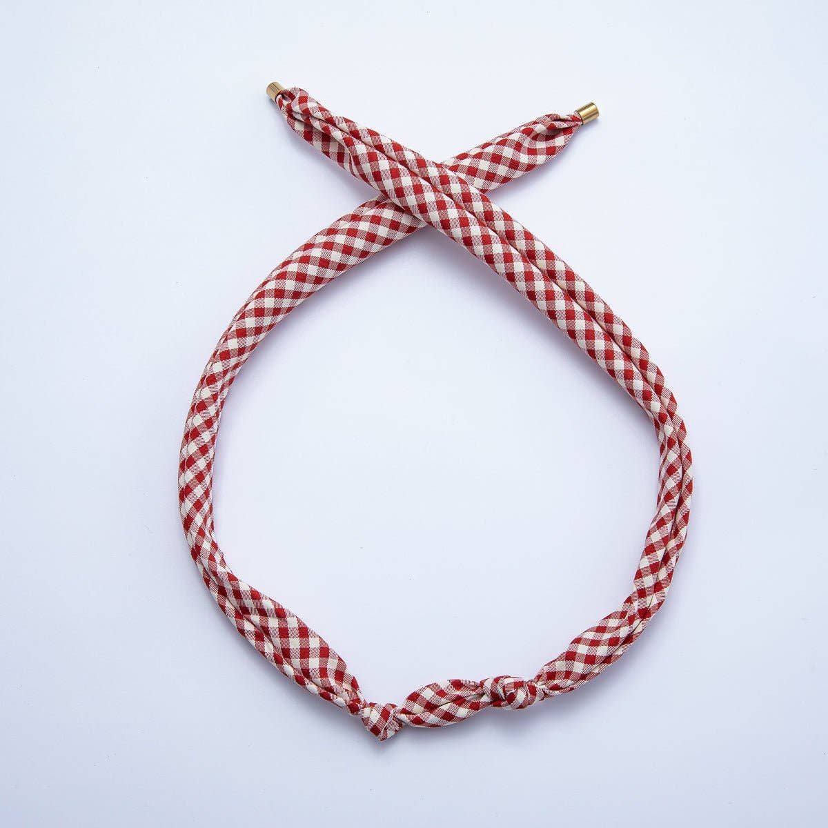 Stainless Steel Knotted Mini Gingham Bandana Scarf Necklace