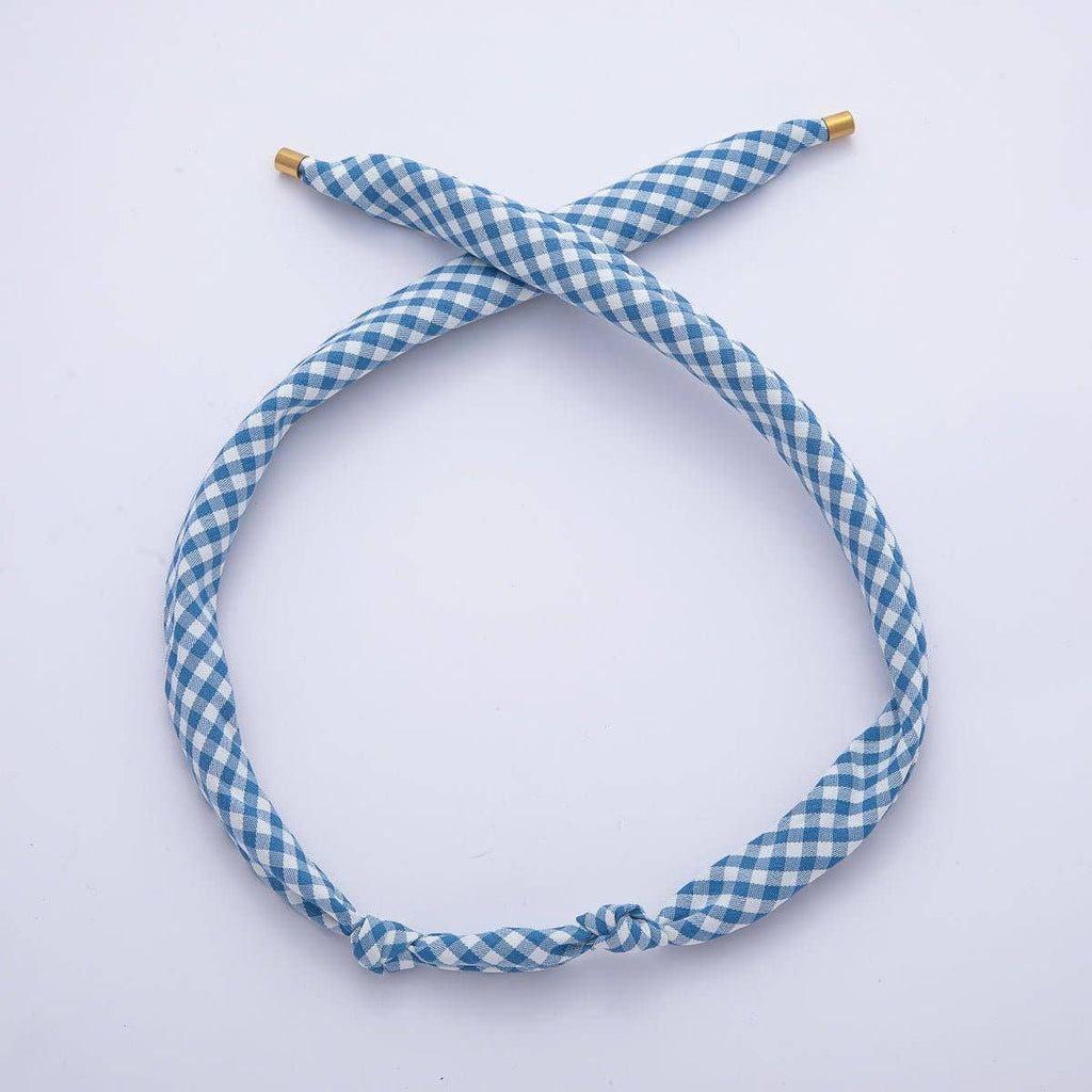 Stainless Steel Knotted Mini Gingham Bandana Scarf Necklace