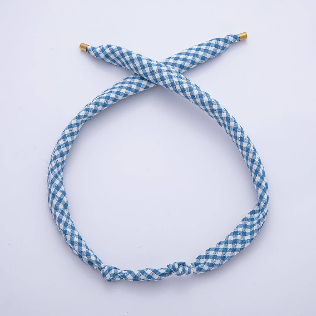 Stainless Steel Knotted Mini Gingham Bandana Scarf Necklace