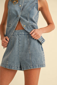 Denim vest and shorts set