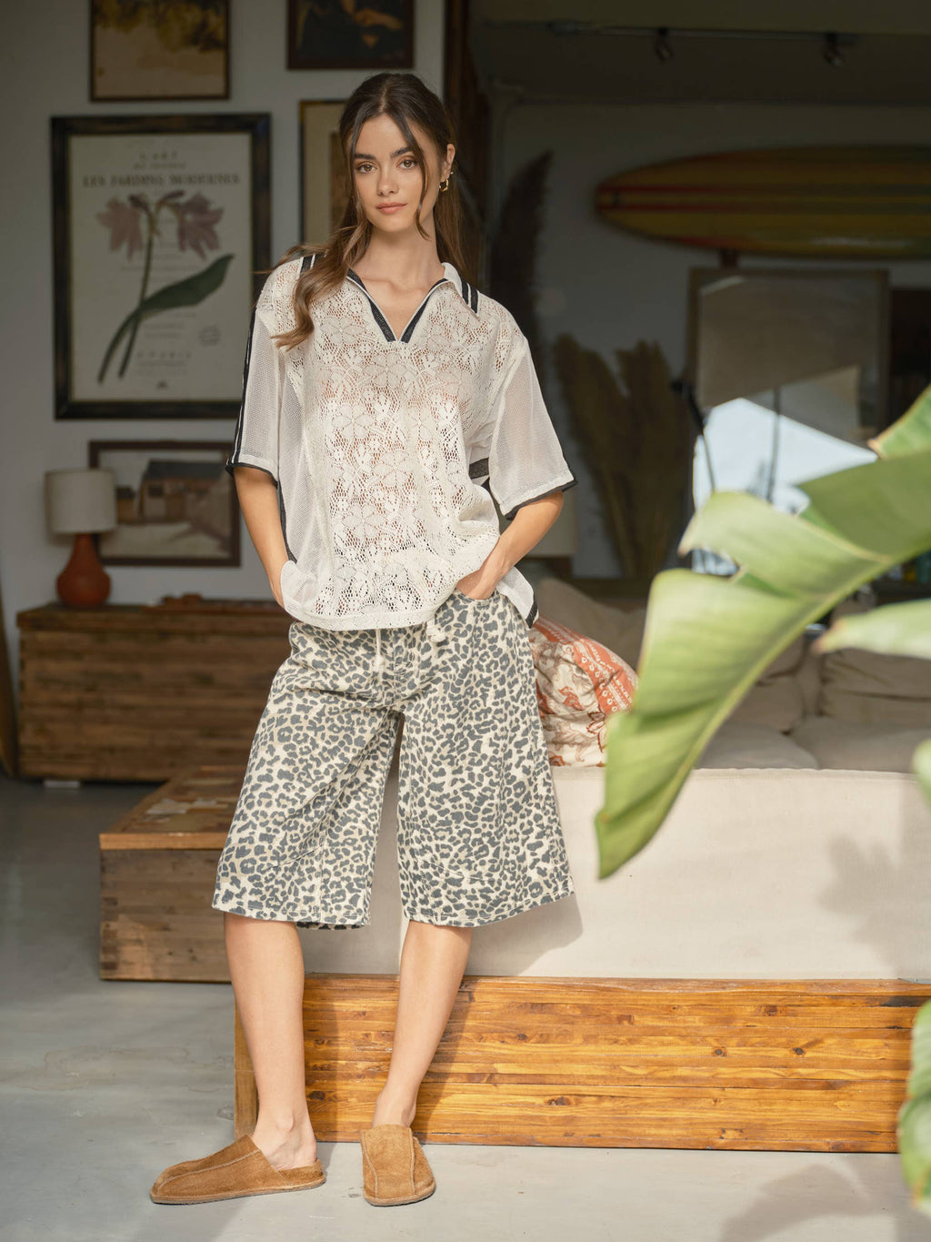 SPORTY OVERSIZED LACE POLO TEE