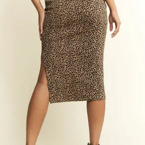 Animal print midi skirt