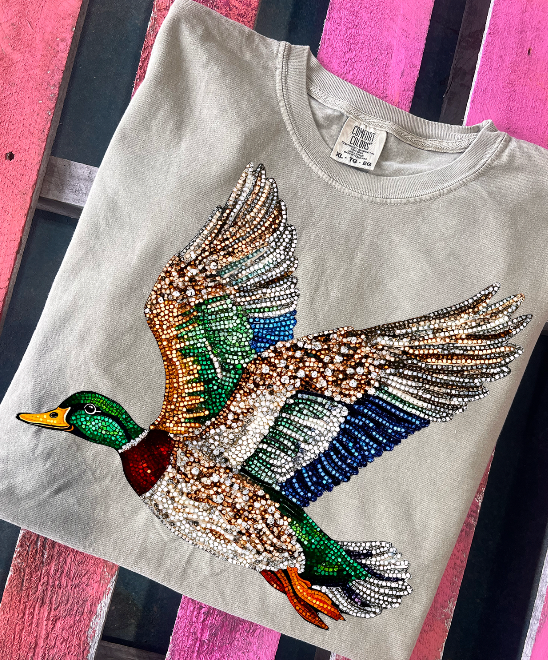 Faux Rhinestone Mallard Duck Sweatshirt