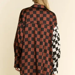 Split checkered button down