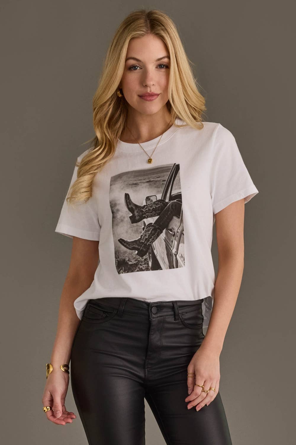 White Boots Out The Window Graphic Tee