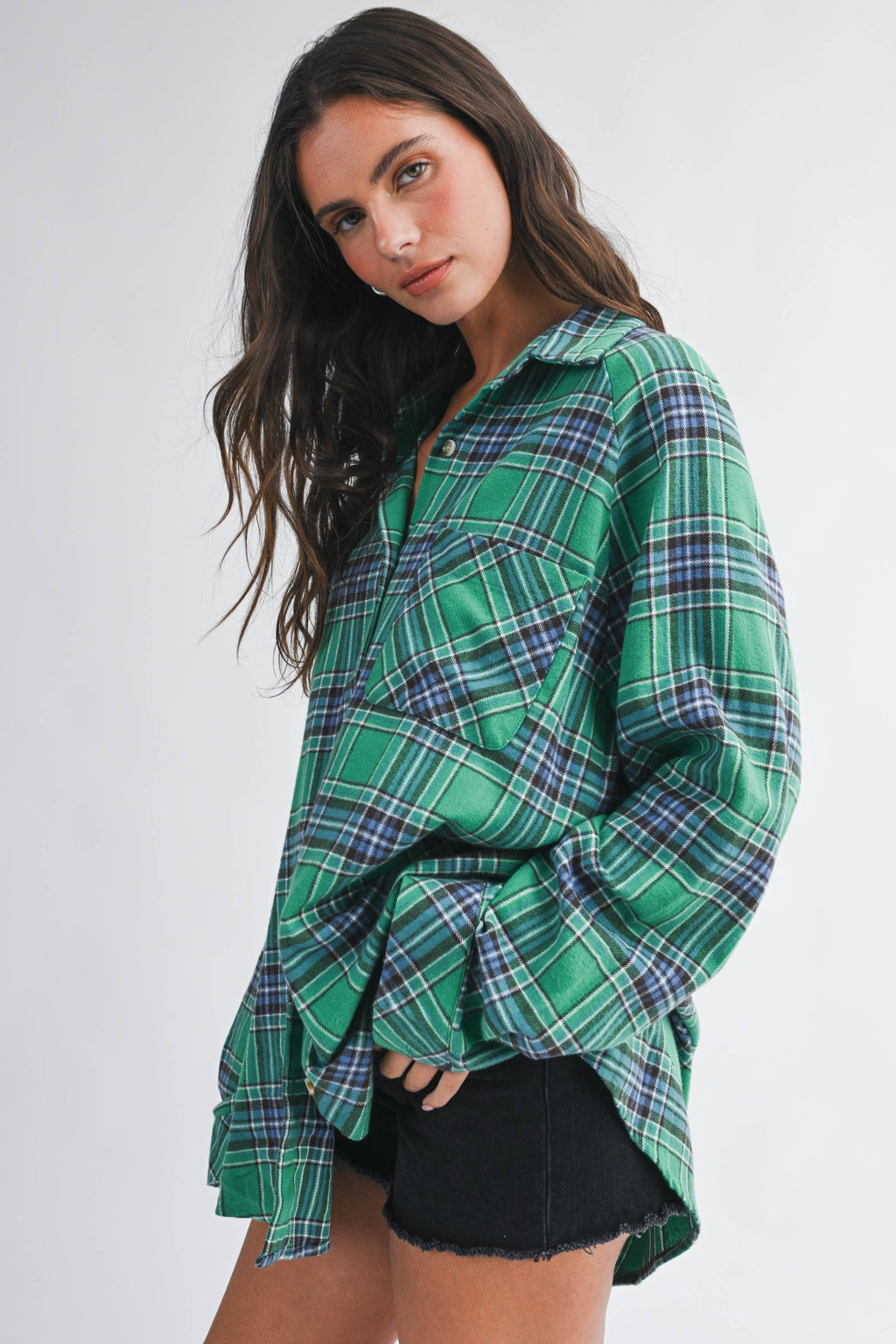 Oversized Plaid Button Down Shirt