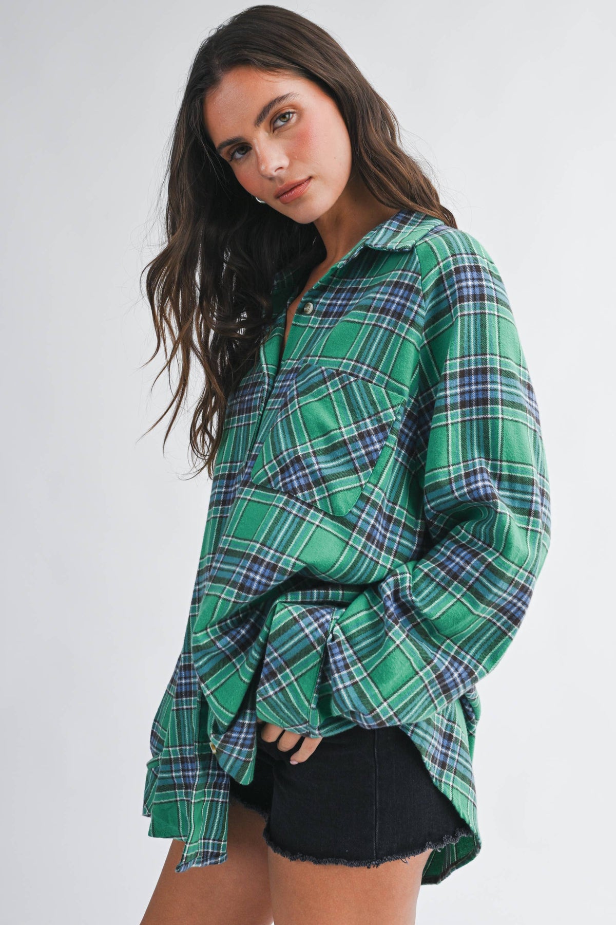 Oversized Plaid Button Down Shirt