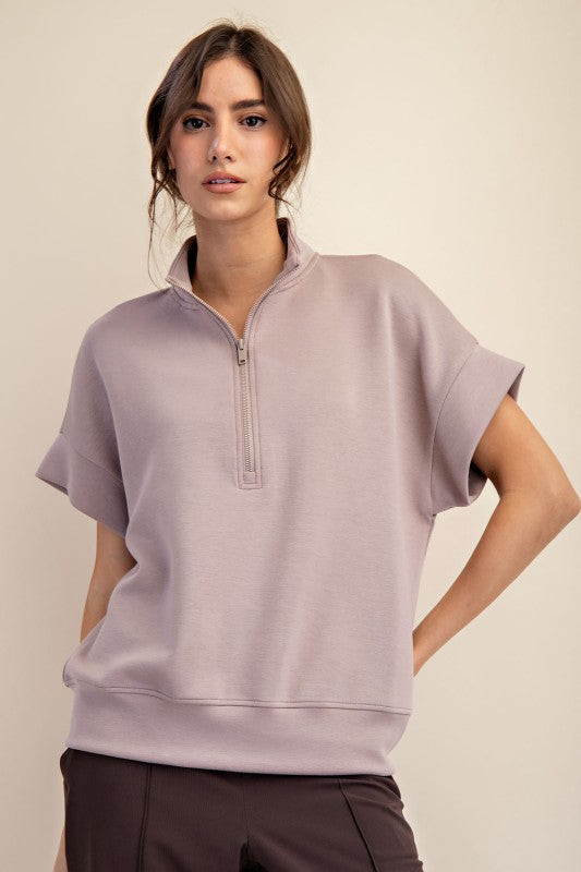 Zip up short sleeve top