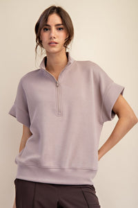 Zip up short sleeve top