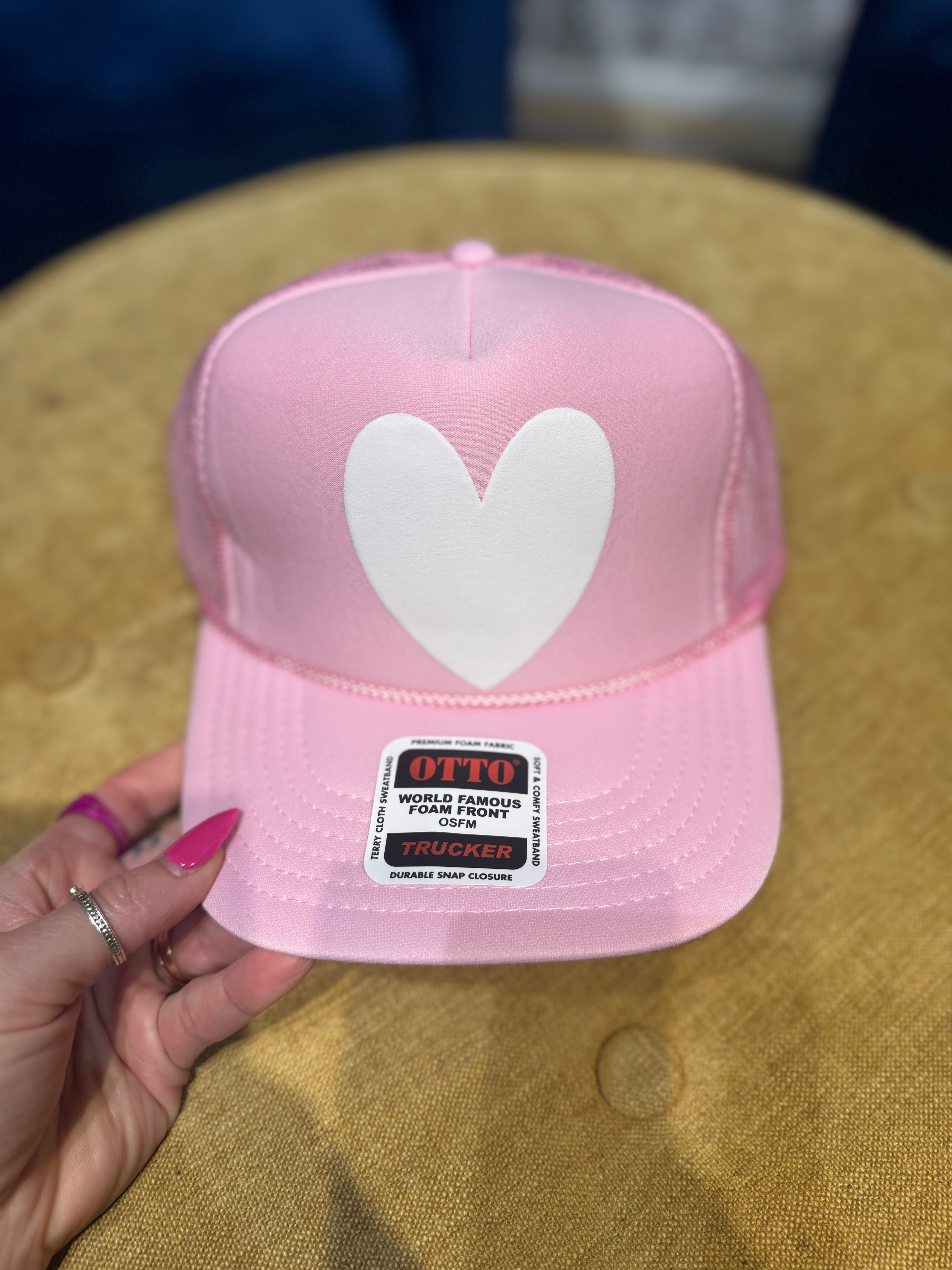 Puff Heart Valentines Day Trucker Hat