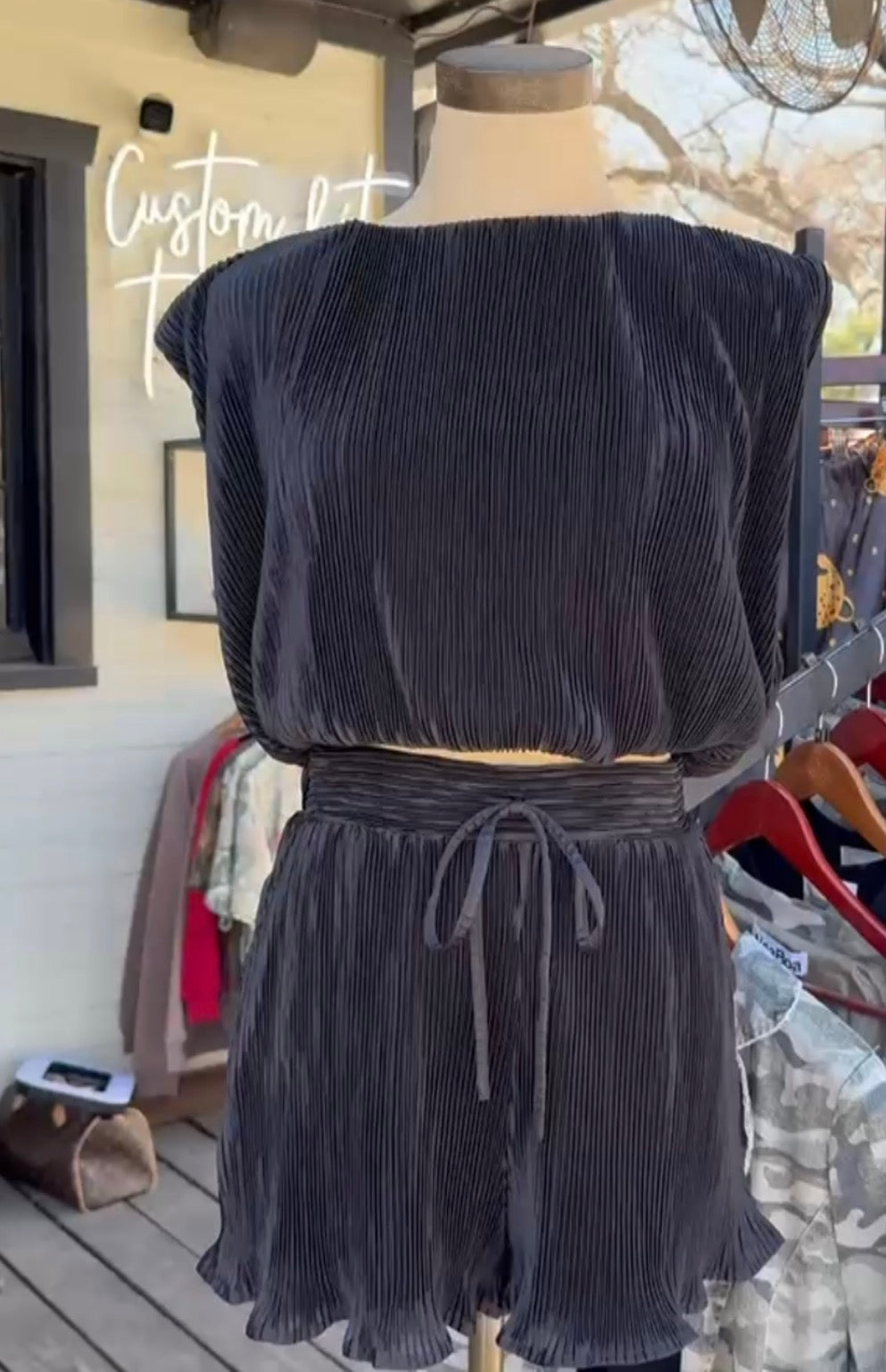 Pleated tank & short set