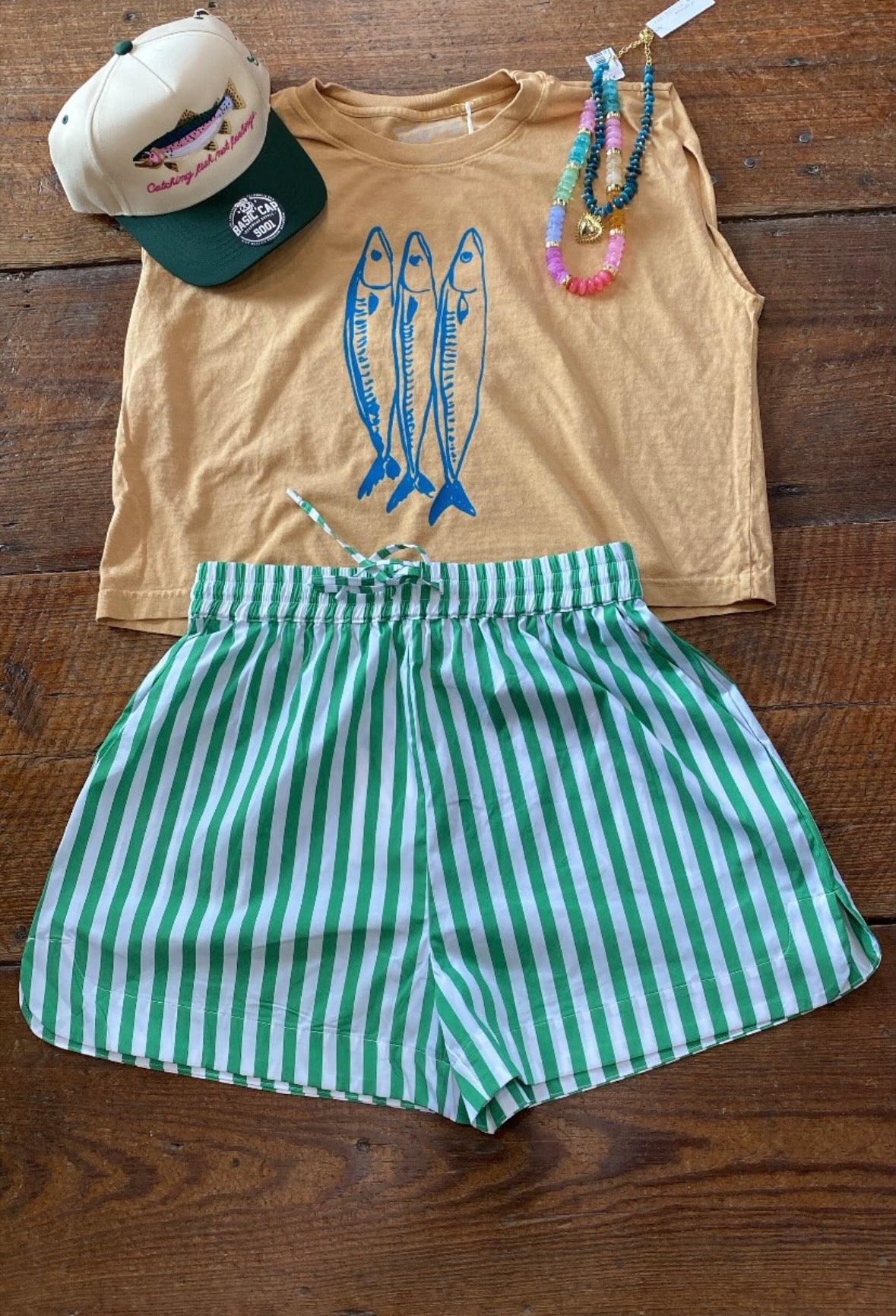 Striped drawstring shorts