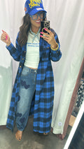 Blue flannel plaid duster