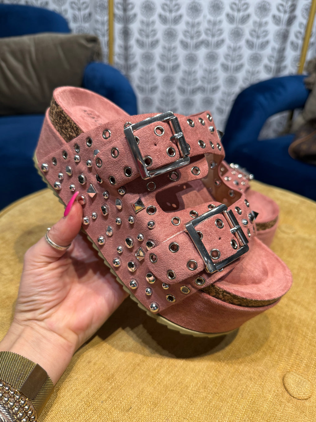 Mauve Studded platforms