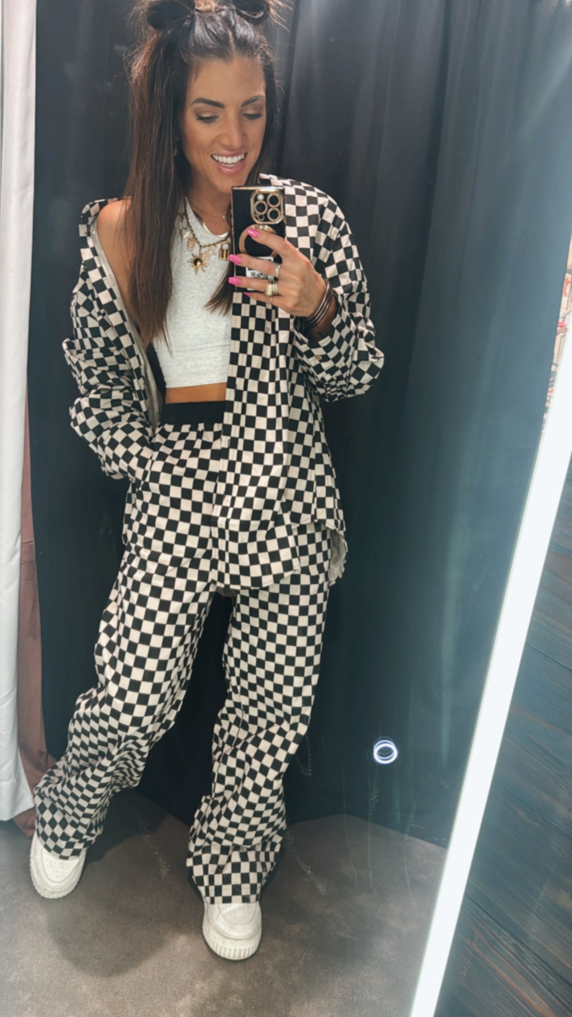 Checkered Long-sleeve Button-Down