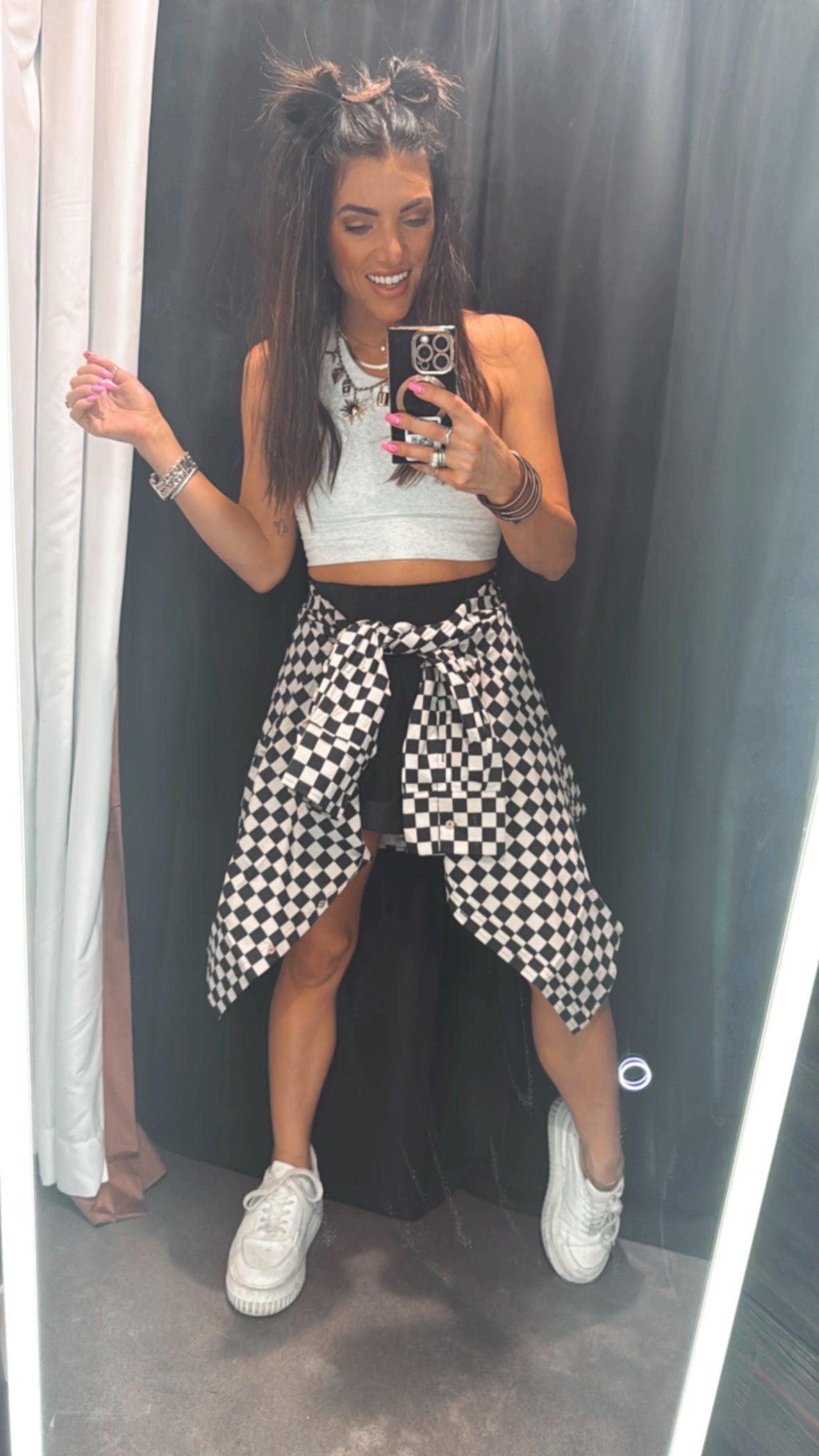 Checkered Long-sleeve Button-Down