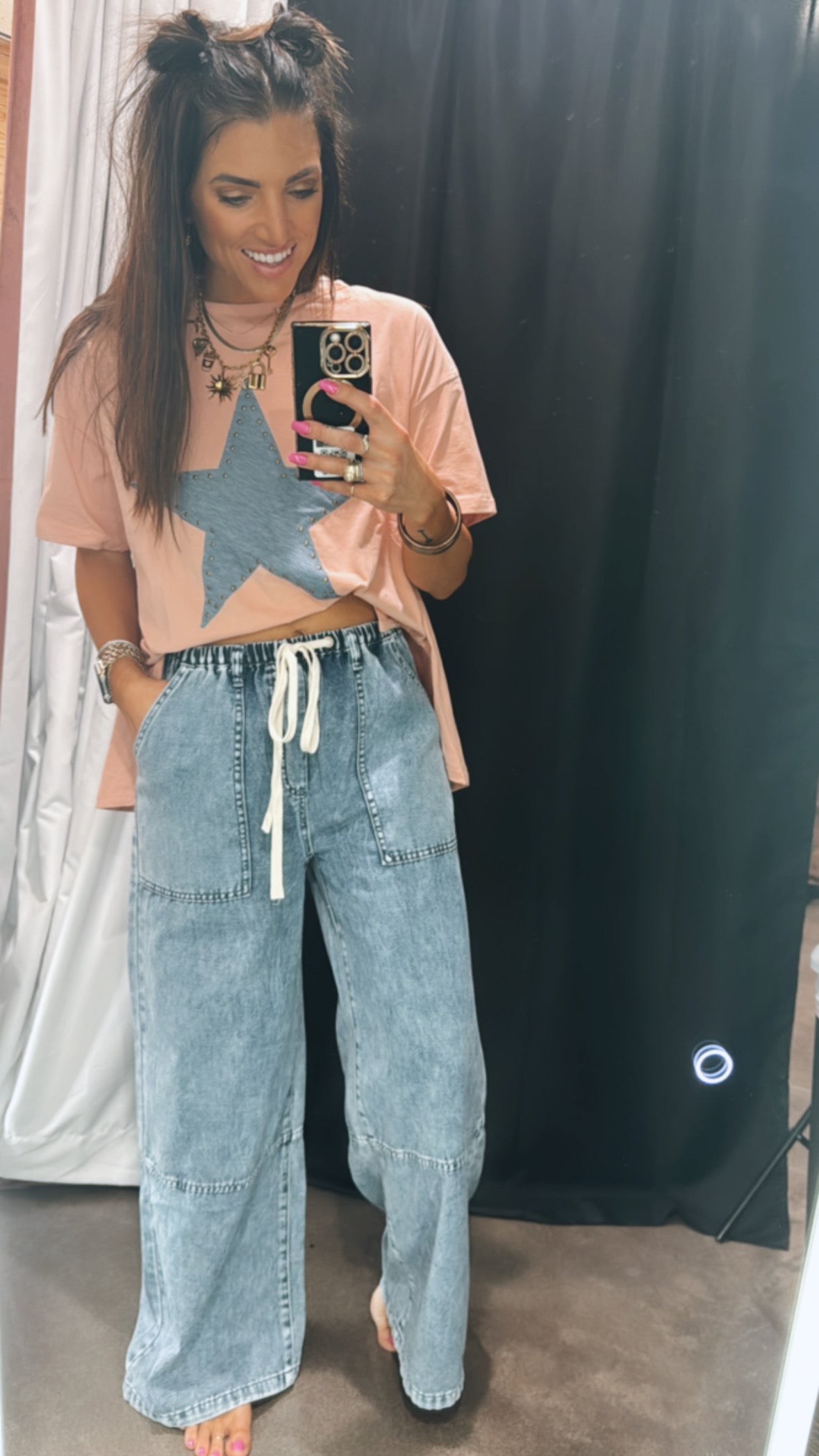 Denim Star-studded Tee