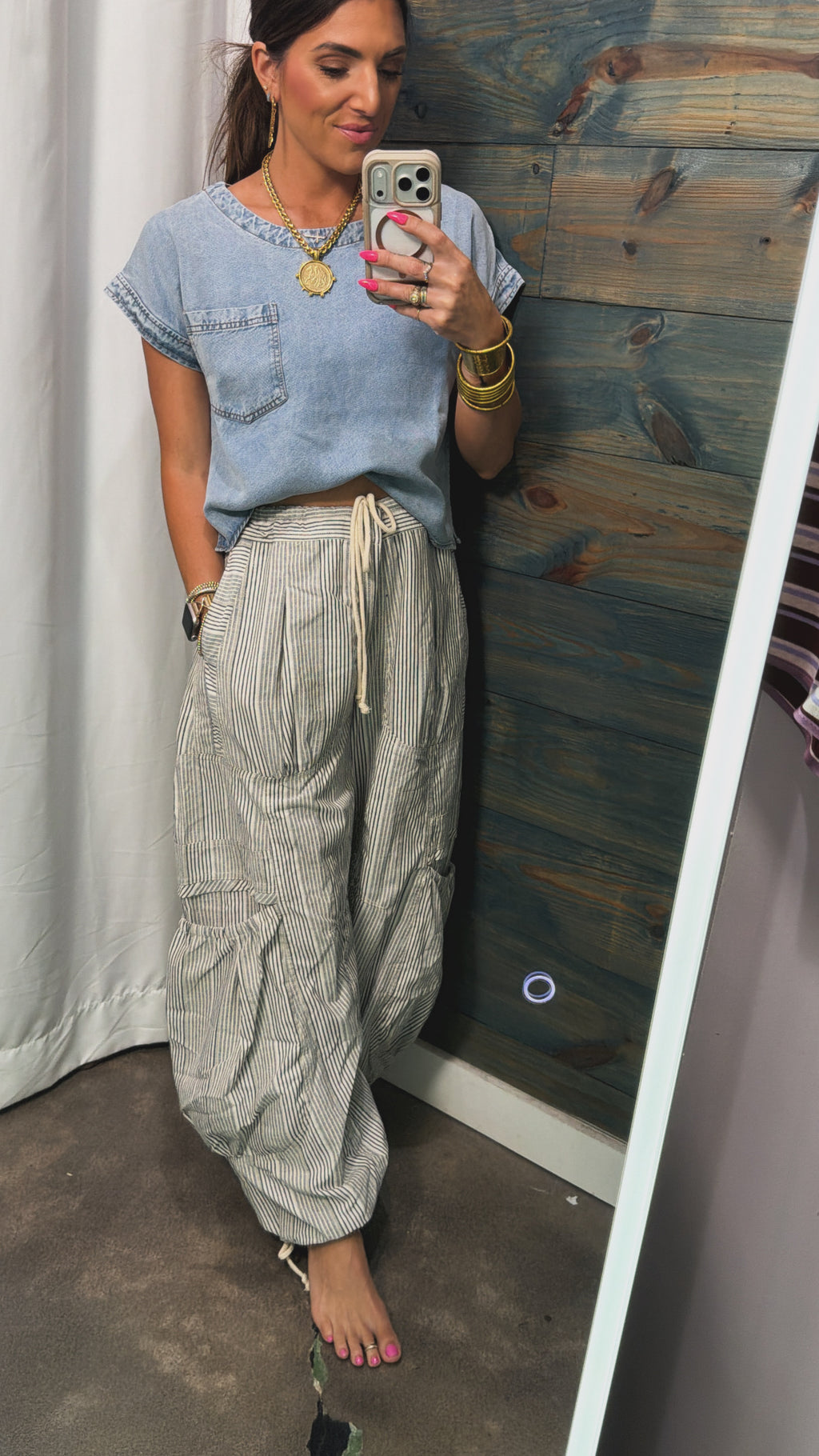 Striped balloon joggers