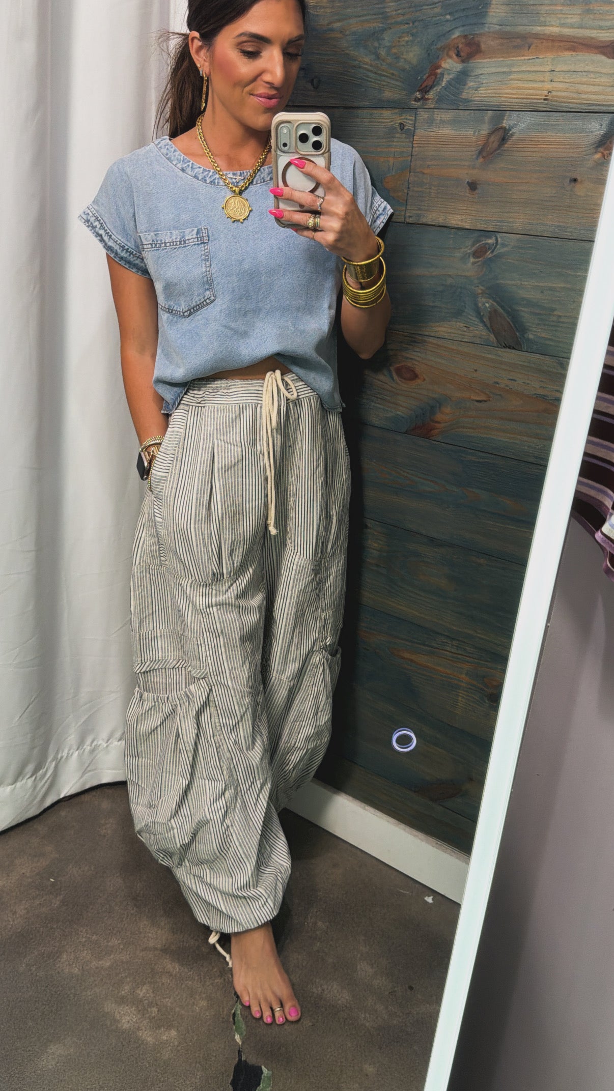 Striped balloon joggers
