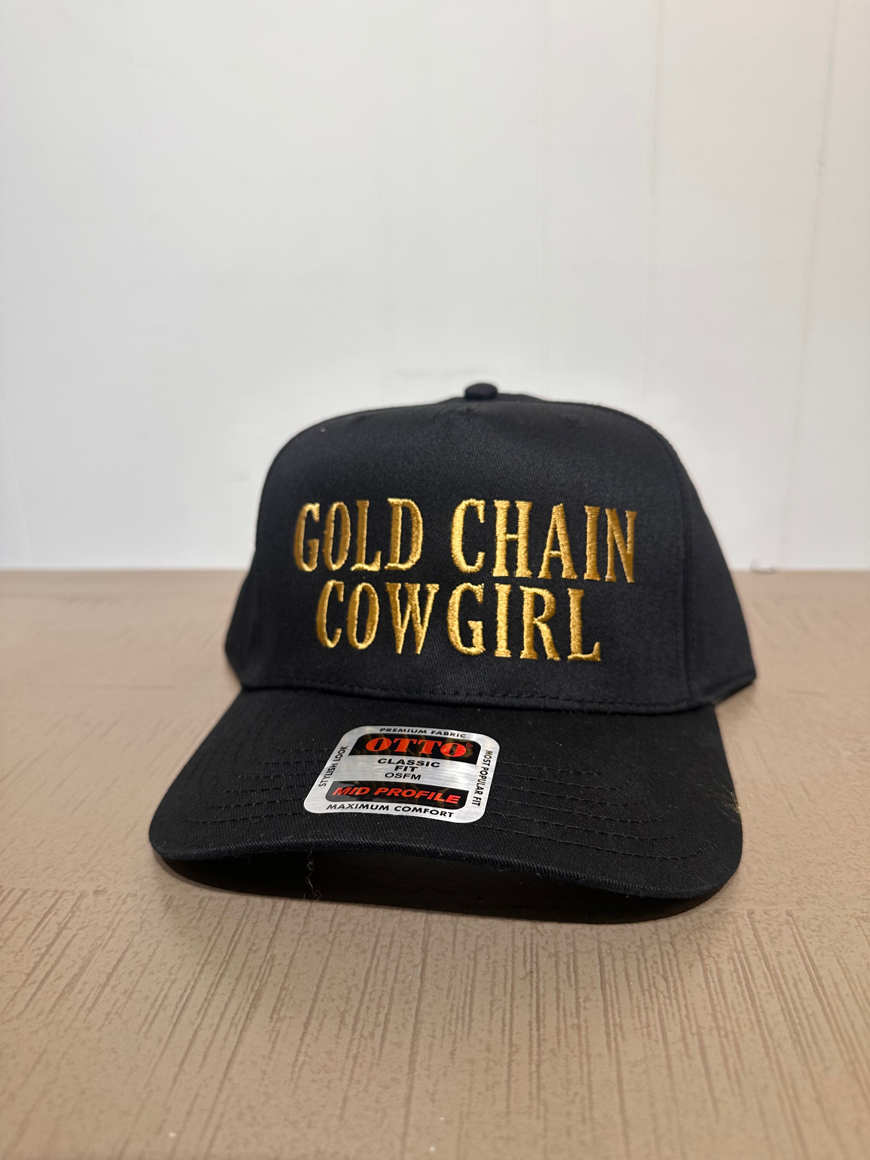 Gold Chain Cowgirl Embroidered Hat