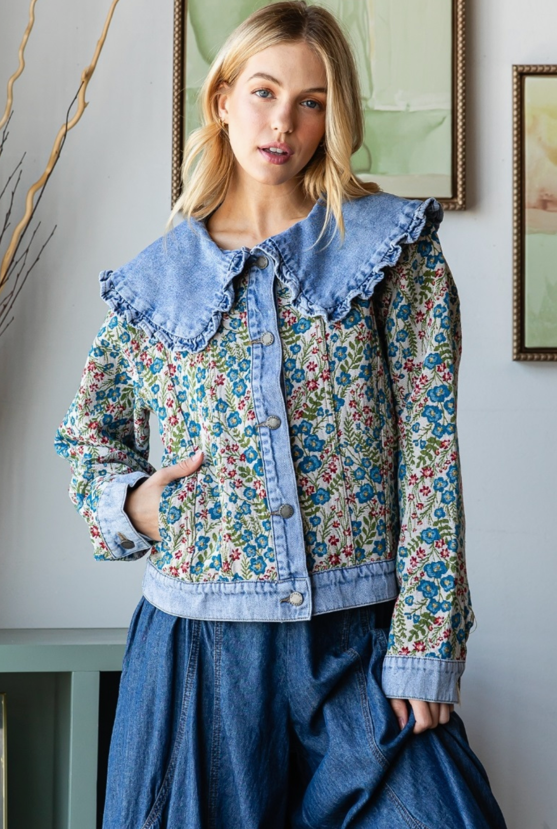 vintage embroidered denim jacket