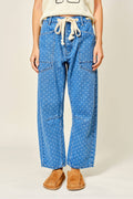 POLKA DOT DENIM BARREL PANTS