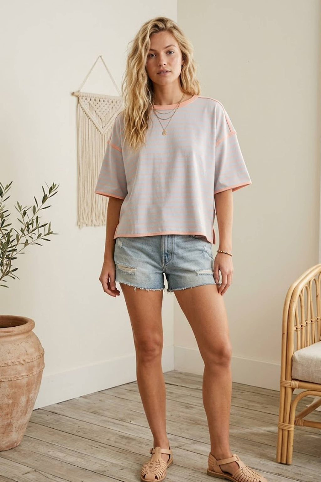Striped Relaxed Fit Knit Tee