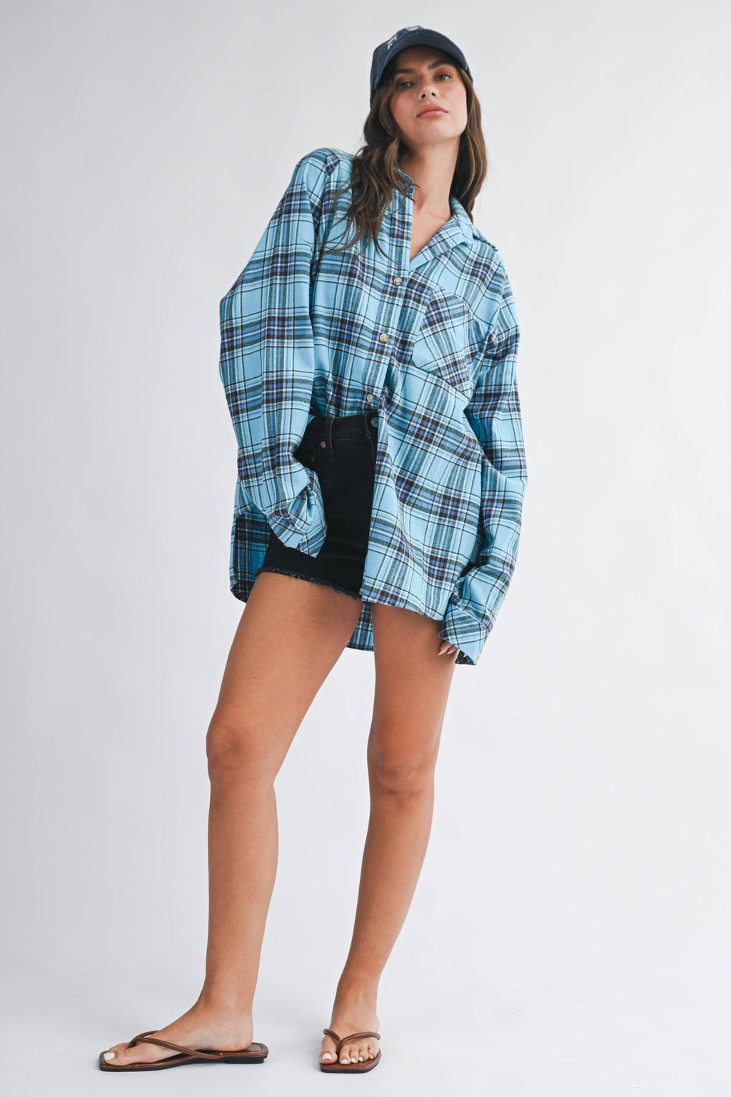 Oversized Plaid Button Down Shirt