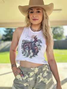 Wild cowboy cropped tank