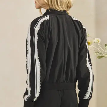 Lace trimmed nylon jacket