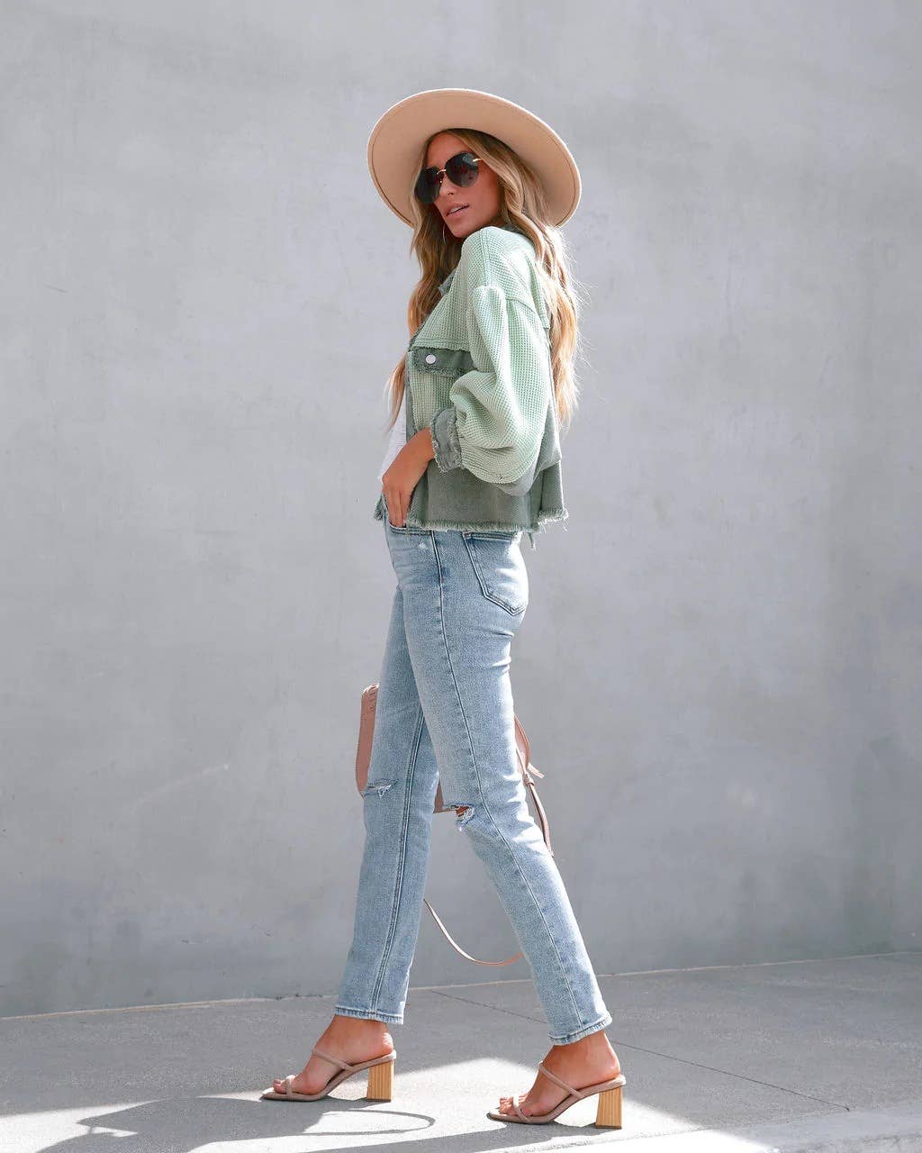 two toned cropped shacket