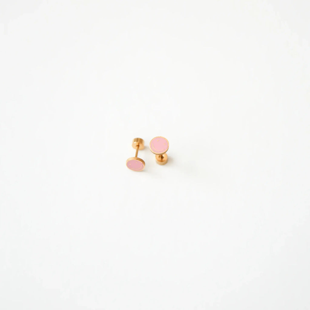 Smile Stud Earrings - Hypoallergenic, Flat Back, Girl Gift