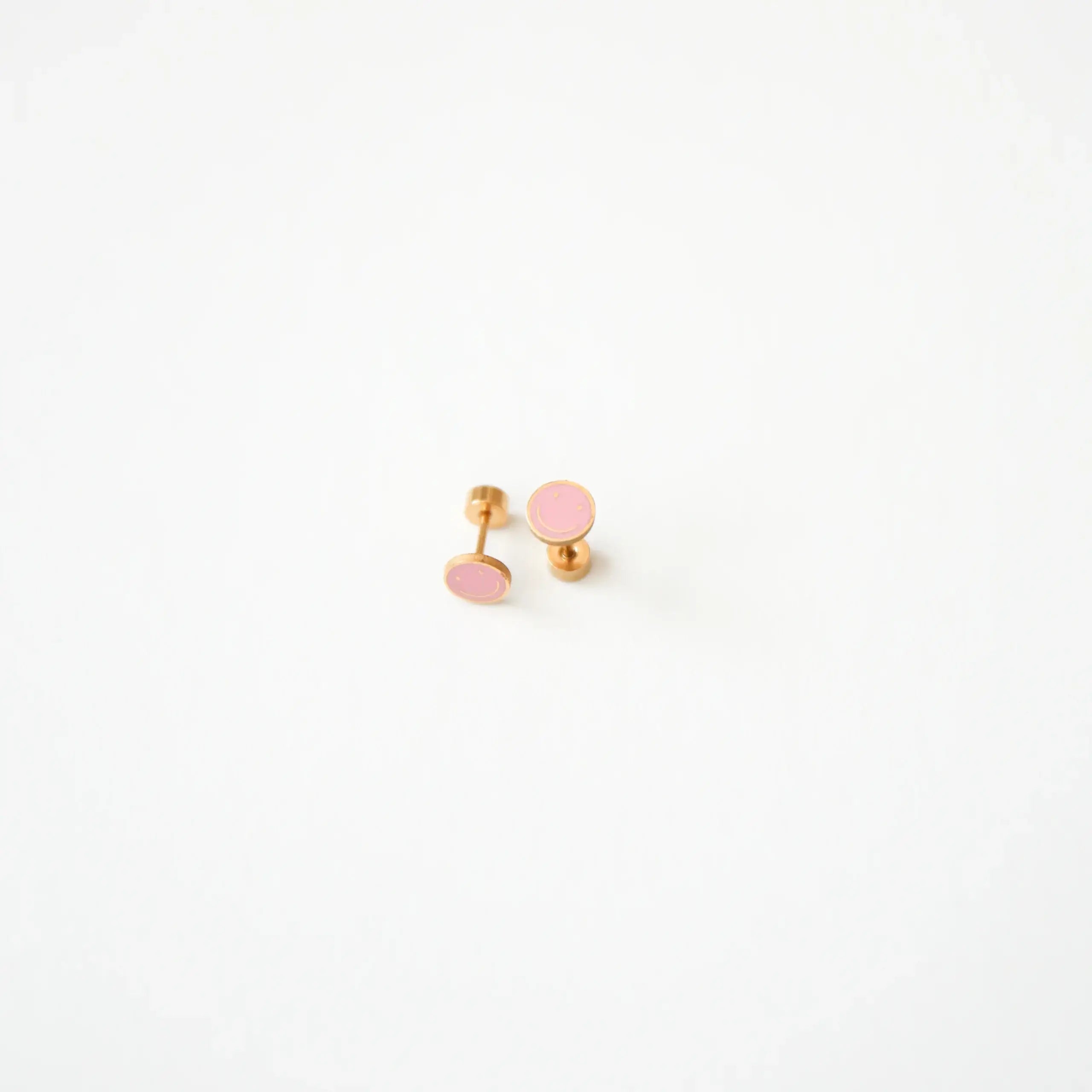 Smile Stud Earrings - Hypoallergenic, Flat Back, Girl Gift
