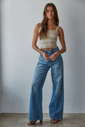 Knit Seamless Ribbed Striped Sleeveless Top