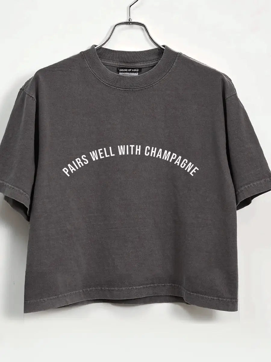 Pairs well with champagne cropped tee