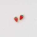 Strawberry Stud Earrings - Hypoallergenic, Flat Back, Girl