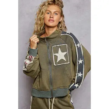 Side star zip up jacket