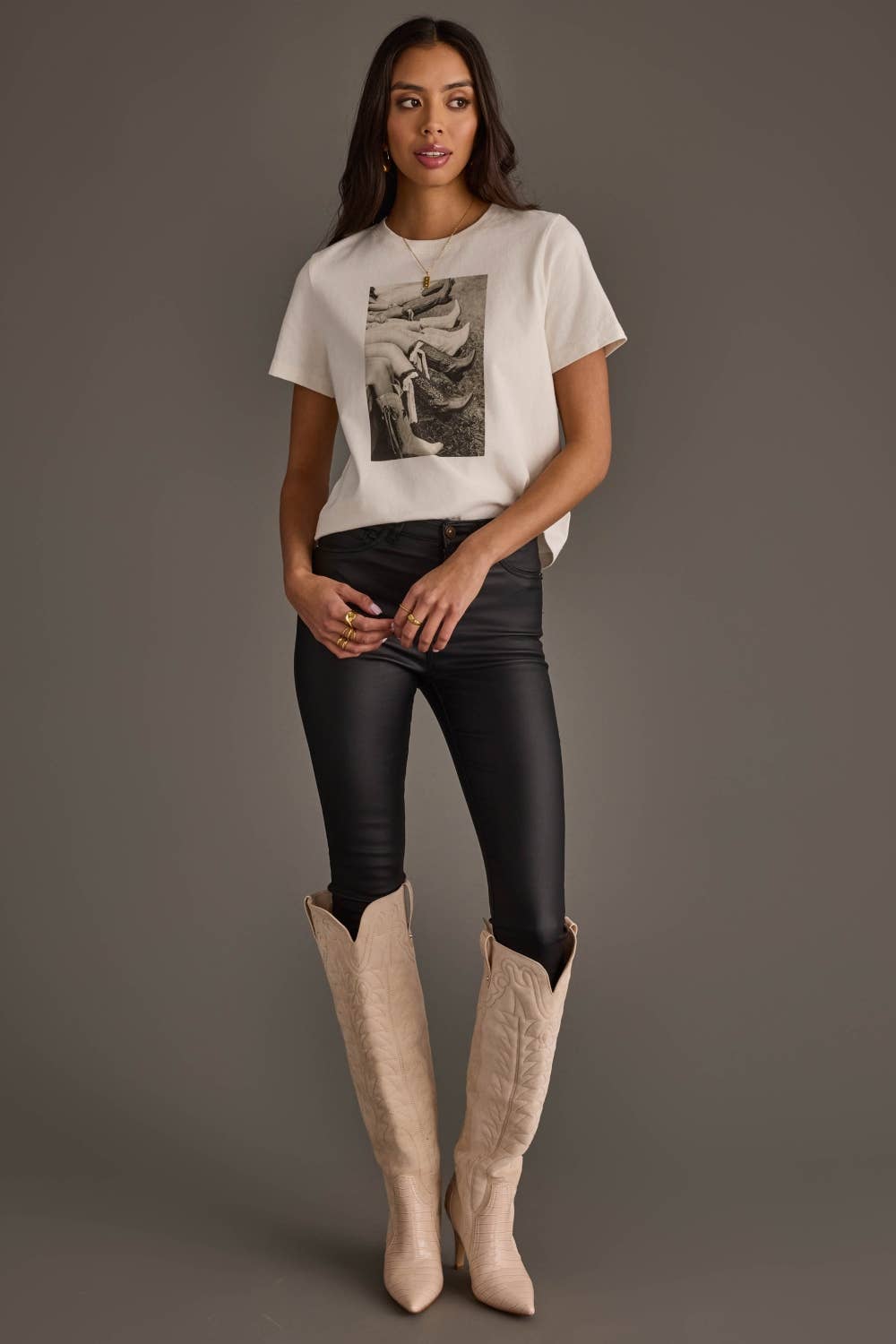 White Cowgirl Boots With Bows Graphic Tee