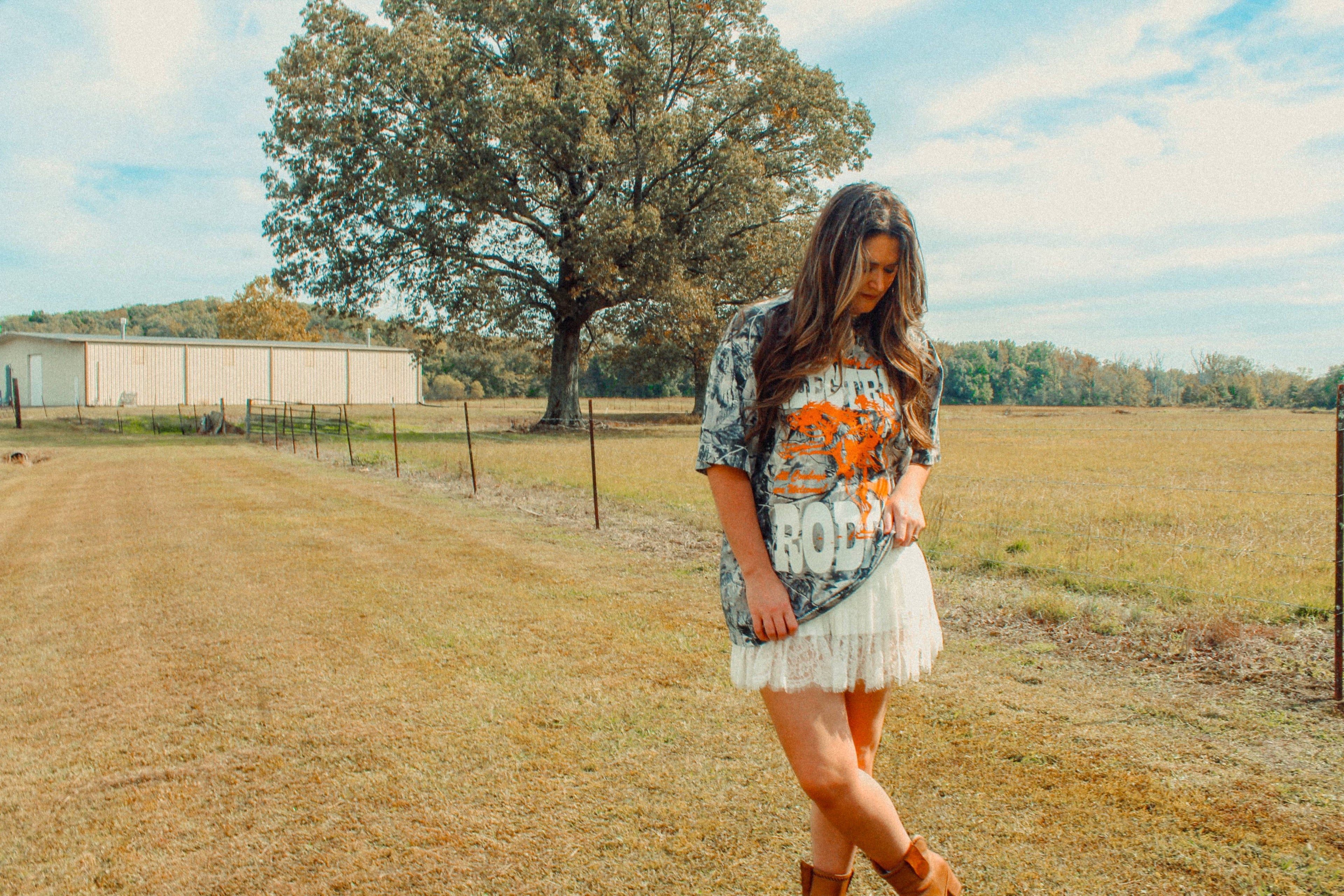 Camo Electric Rodeo, Country Western Boxy Cotton TShirt