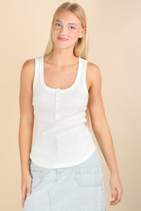 Ribbed Button Down Tank