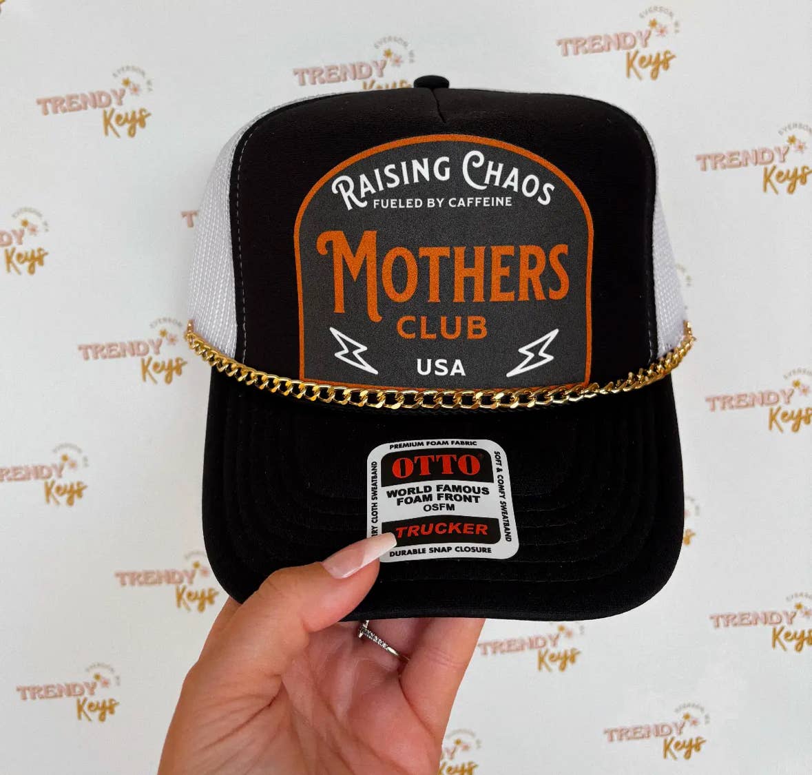 Raising Chaos Mother’s Club Print Trucker Hat 