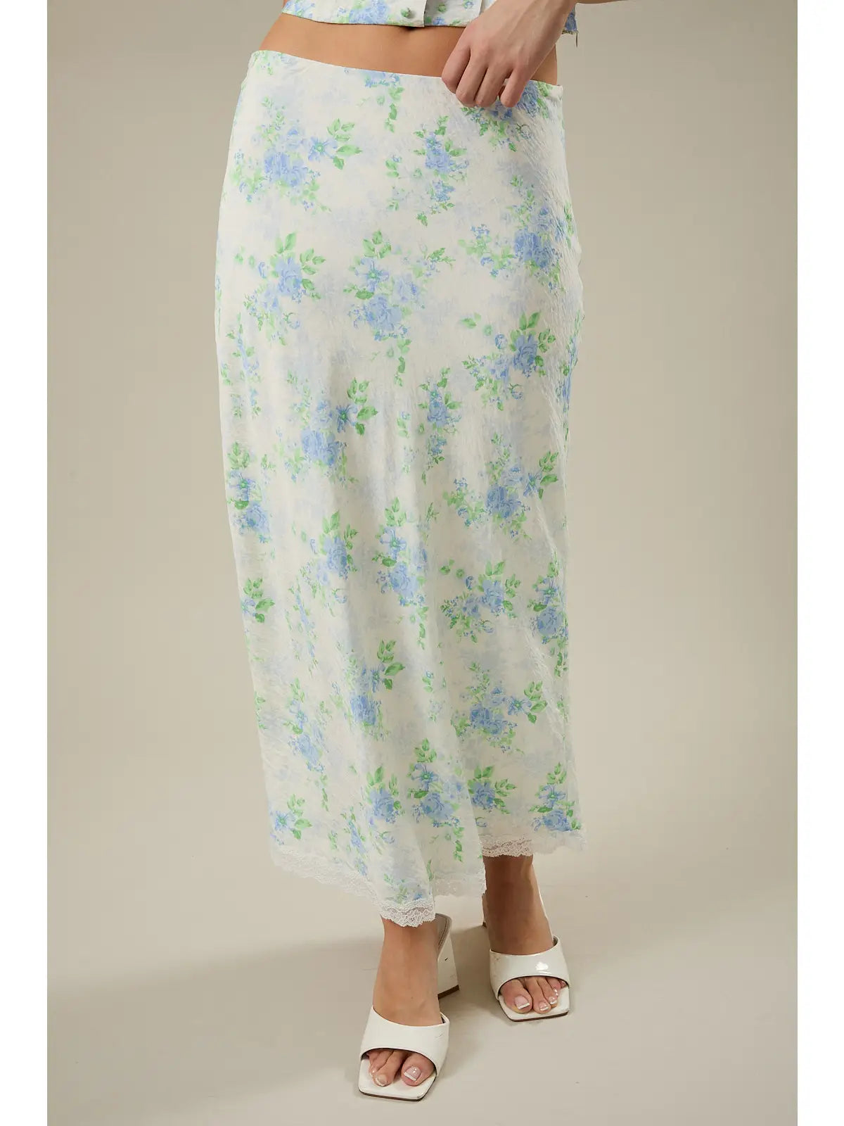 Blue and green floral halter set