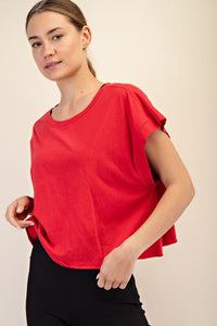 Cotton slub open back top