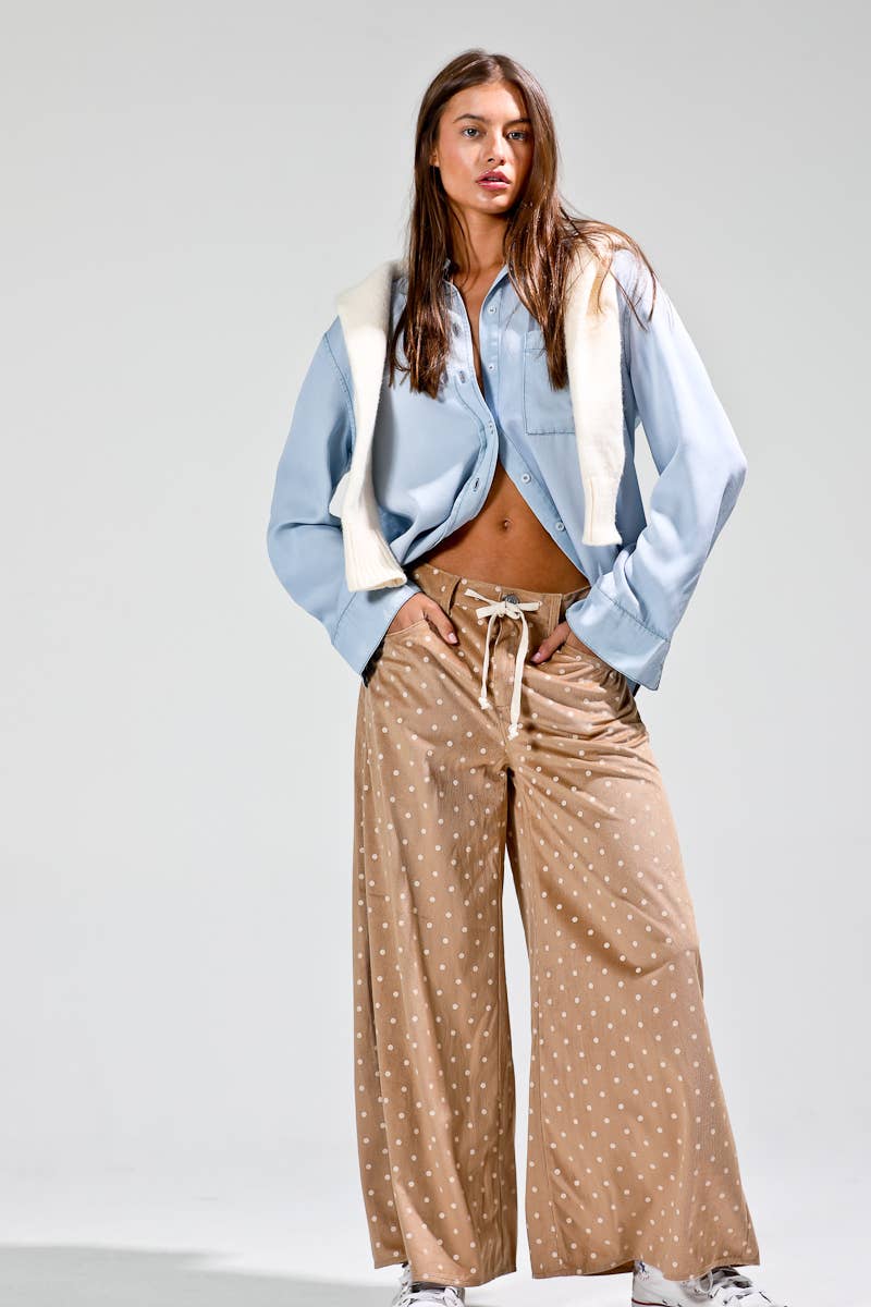 Corduroy mini polka pants